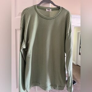 Pulse Green and White Striped Top super stretchy NWOT